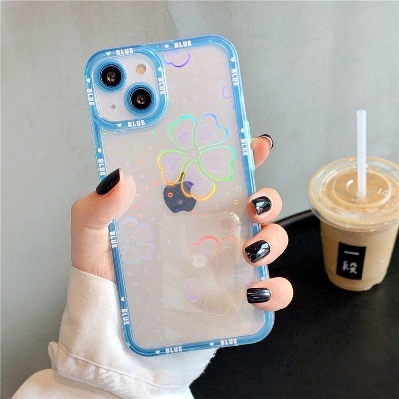 Голографический лазерный чехол для телефона с цветком и сердечком для Iphone 13 Pro Max 12 11 Xr Xs Max X 7 8 Plus 13, противоударный мягкий прозрачный чехол