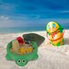 Mini Turtle Sandbox with Lid Summer Indoor Outdoor Round Tortoise Sand Storage Box Green Turtle Ornament Sand Container Beach Toy
