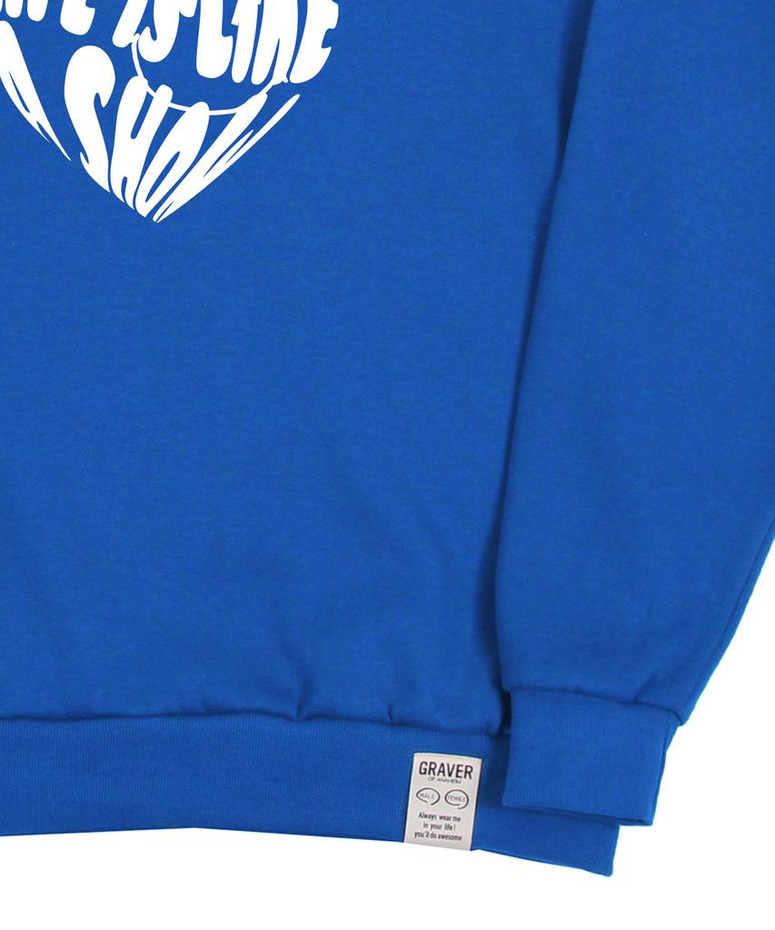 GRAVER [Unisex] Big Life Logo Heart Smile Sweatshirt_Cobalt Blue