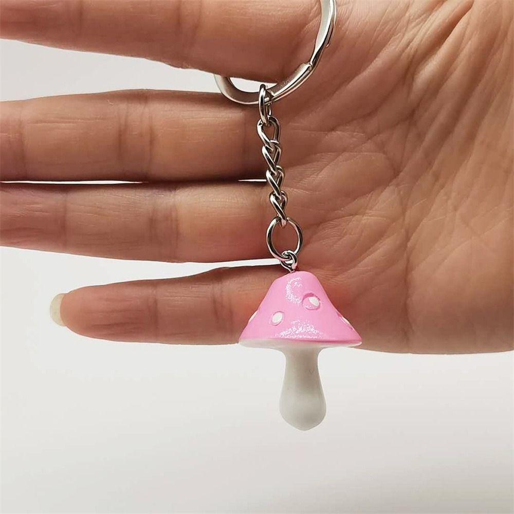 8 Color Mushroom Keychains Simulated Plant Key Ring Car Keys DIY Mushroom Pendant Girl Children
