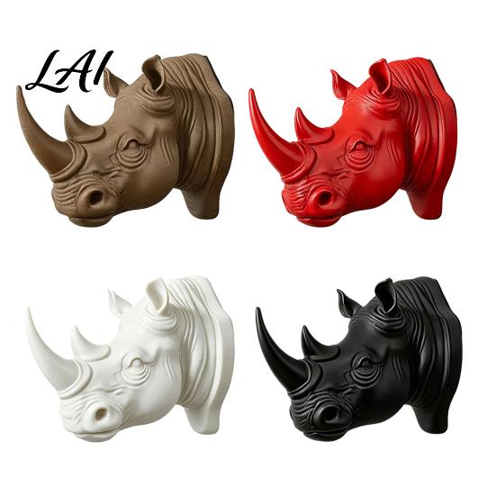 Artistic Wall Ornament Rhino Head Hook Hats Decorative And for Keys Animal Coat Creative Mounted Rack Entryway Key Holder
