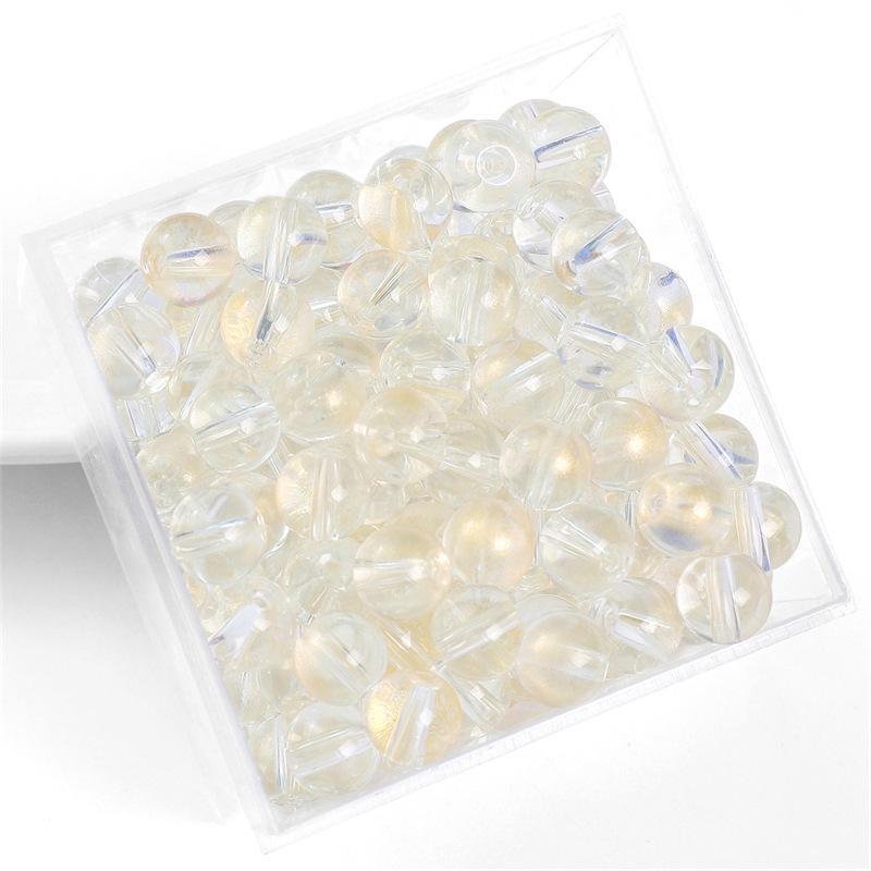 Комплект браслетов из бисера Summer Jelly Gold Glitter: Двойные стеклянные круглые бусины и полусахарные пузырчатые бусины