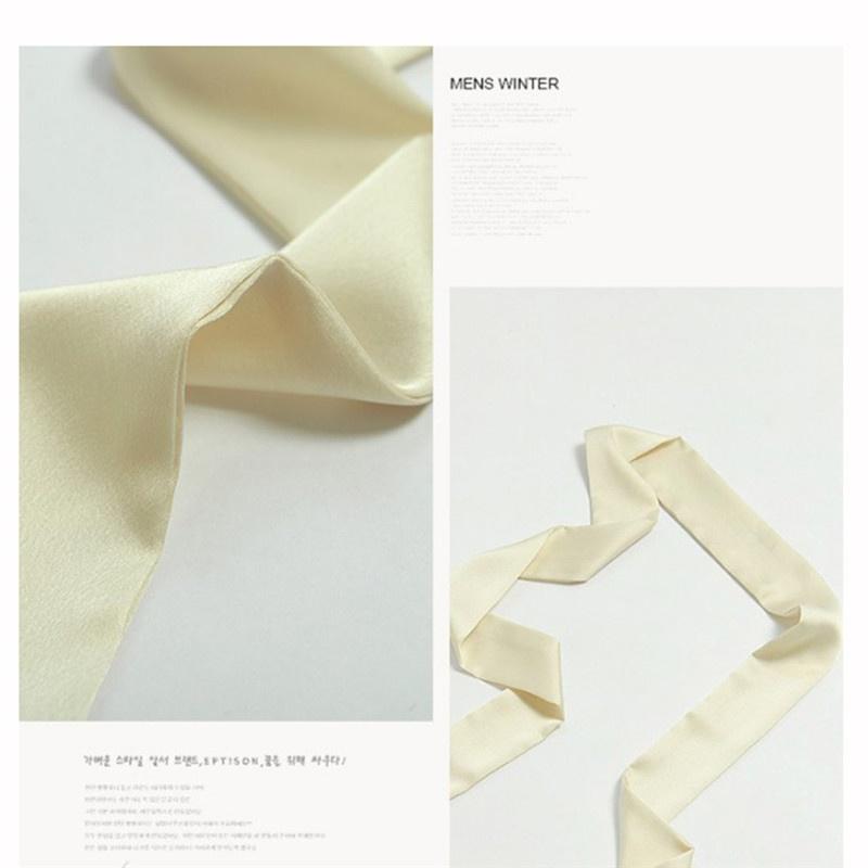 Beauty Women Skinny Scarf Stain Solid Tie Real Silk Long Scarf