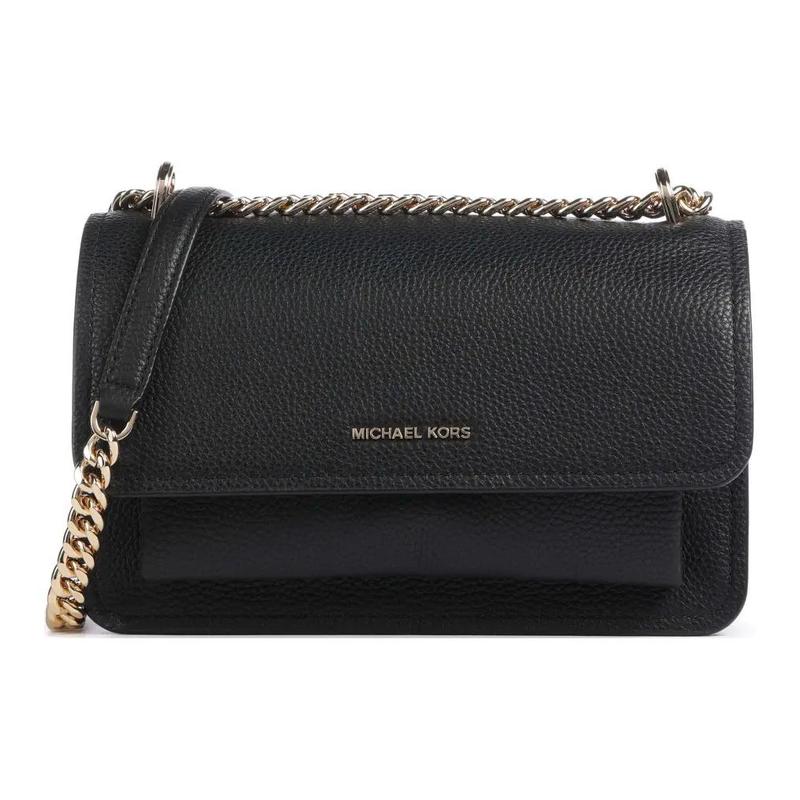 MICHAEL KORS Claire Logo adjustable shoulder strap with magnetic buckle closure, grained cowhide, crossbody shoulder bag, women's black