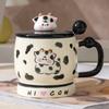 Милая Кружка Девочка Сердце Корова с Крышкой Офисная Кружка для Воды Девочка Высокая Ценность Домашняя Кофейная Кружка Керамическая Кружка