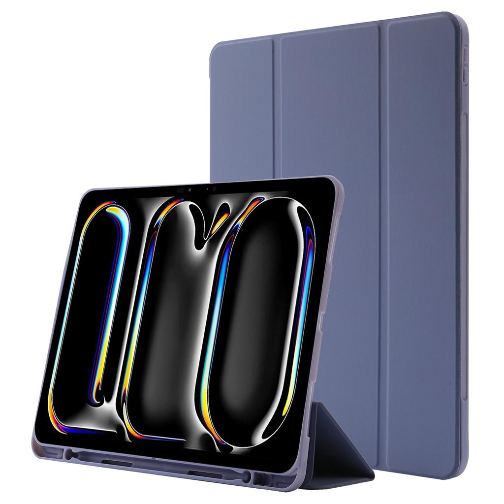 Для iPad Про 13 (2025)/13 (2024) Чехол-книжка с покрытием Skin-Touch, кожаный, трехскладной, с подставкой и держателем для стилуса, для планшета