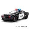 Масштаб 1:24 Игрушечная модель спортивного автомобиля Hellcat Музыка Свет Оттягивающийся Механизм Открывающиеся Двери Модели Полицейских Машин Металлические Литые Игрушки Для Детей