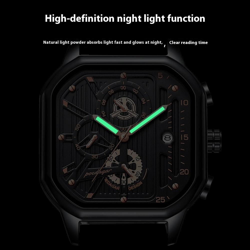 Спортивные кварцевые часы мужские серебристо-синие наручные часы с хронографом и браслетом из нержавеющей стали с автоматической датой и светящимися стрелками 24 часа