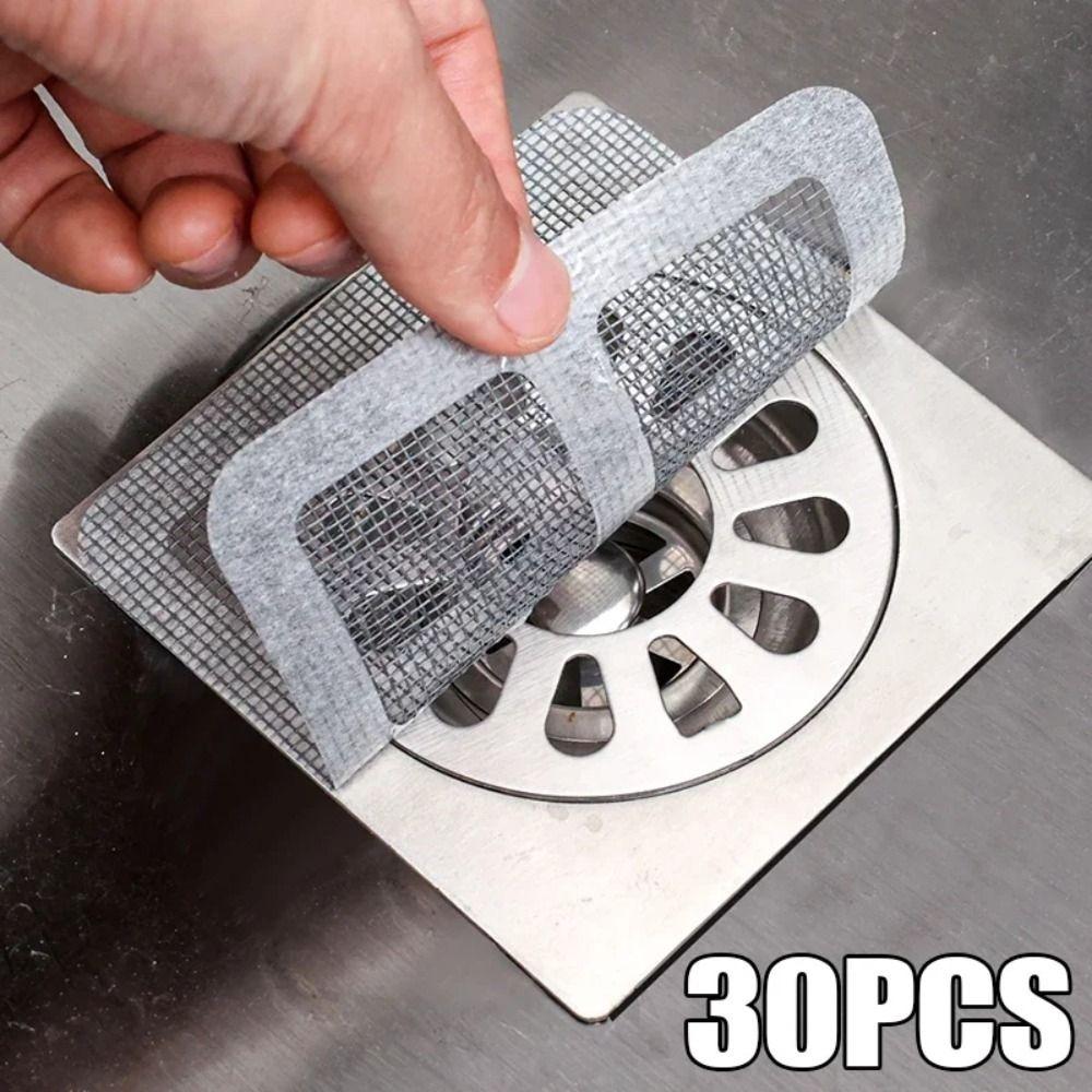 30Pcs Sink Strainers Disposable Floor Drain Sticker Anti-blocking Filter Mesh Stickers  Bathroom