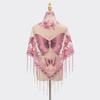 New Tassel Triangle Scarf, Solid Color Hollow Lace Butterfly Embroidered Triangle Shawl Scarf for Women