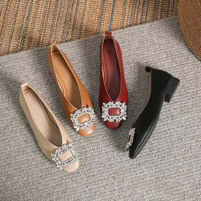 Мода 2025 Новые Роскошные Женские Туфли на Плоской Подошве с Мелким Вырезом, на Низком Каблуке, Повседневные, Удобные Рабочие Туфли с Мягкой Подошвой, Большие Размеры 33-43