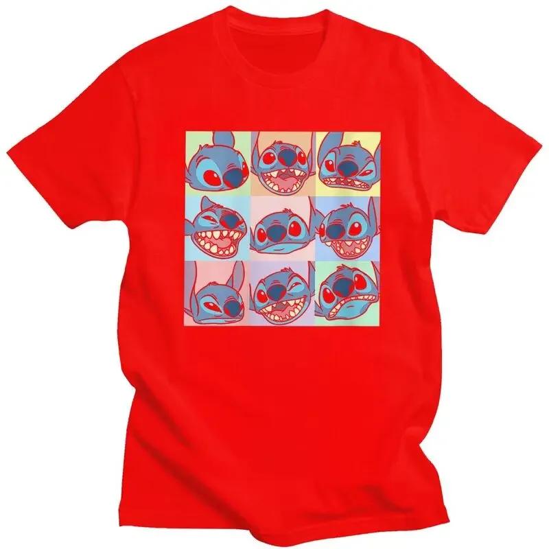 Stitch Face Collage T Shirt for Pure Cotton Tshirt Graphic Tee Short Sleeves T-shirts Loose Fit Clothing Gift Unisex