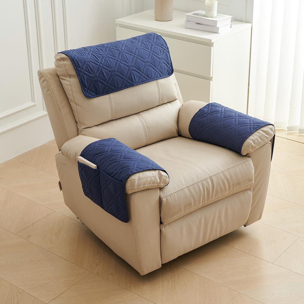 Sofa Armrest Towel Set 3 Pieces With Storage Pocket For Couch Chair Cushion Headrest And Armrest Cover Comfortable Soft Fabric Home Decor