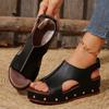 2025 new summer women's platform fish mouth sandals foreign trade large size Velcro platform sandals spot