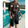 Summer Men Sets Shorts Outfits Male Clothing Street T Shirt Two Piece 3D Print Casual O-Neck Tracksuit Oversized Beach Sportwear