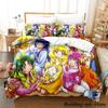 Улыбнитесь, PreCure! Комплект постельного белья Single Twin Full Queen King Size Bed Set Adult Kid Bedroom Duvetcover Sets Anime Parure de lit Bed