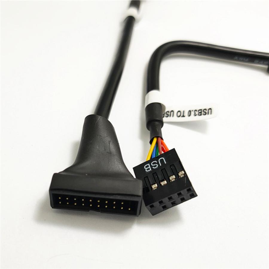 15cm Black PC Cable Adapter Internal 9-Pin Female USB 2.0 to19-Pin Male USB 3.0