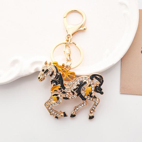 Подвеска для ключей Сверкающие стразы Дизайн лошади Металлическое кольцо для ключей Декоративный держатель для ключей Друзья