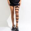 Lolita Cross Bandage Thigh Chain Harajuku Sexy Black Flower Butterfly Leg Bracelet Elastic Y2K Body Jewelry Accessories
