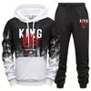 King Printing Мужской спортивный костюм Повседневная толстовка Спортивные штаны Комплект из 2 предметов Спорт Бег Мужская одежда Толстовки с капюшоном Костюм Уличный