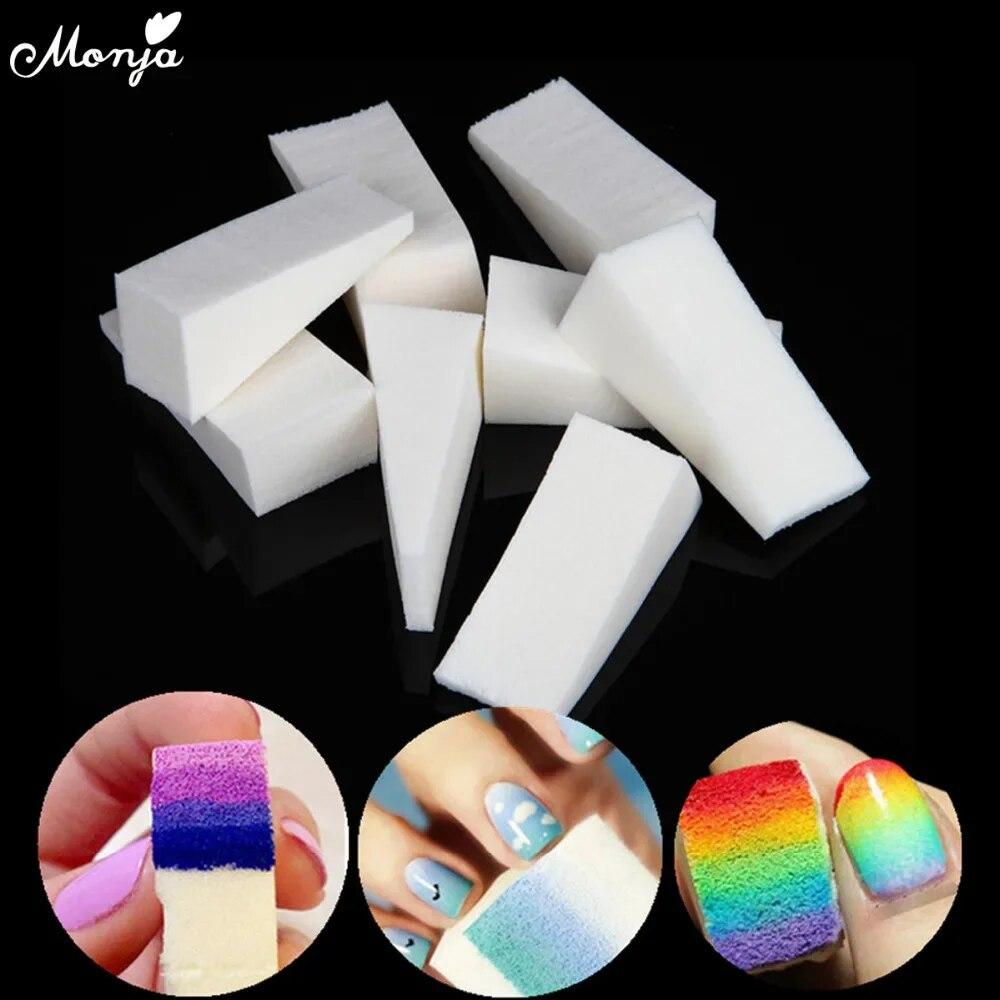 monja 48 шт., шаблон для ногтей, губка, градиент цвета, УФ-гель-лак, лак, изображение, сделай сам, мягкий треугольный штамп, маникюрные инструменты