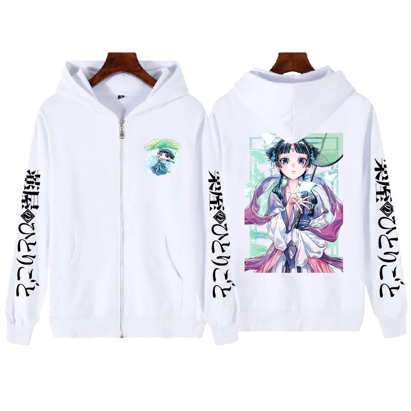 Горячее Аниме Дневники аптекаря Маомао Каваи Принт Толстовки с капюшоном для мужчин и женщин Высококачественные Толстовки Манга Куртка на молнии Харадзюку Свитшот