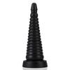 MAPARON Anal Plug Tower Shape Screw Thread Shape with Suction Cup PVC Black X 25cm 7.2cm