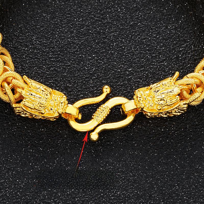 Браслет из вьетнамского золота с головой дракона из песка — ретро-дизайн, 24-каратное позолоченное латунное украшение для мужчин и женщин