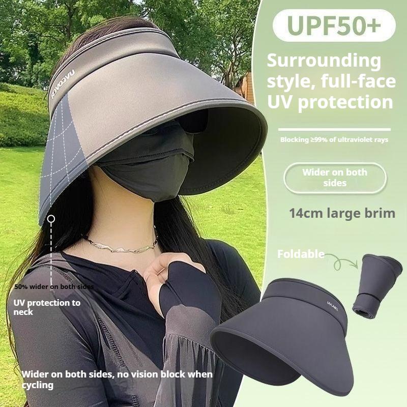 1pc Women's Summer Sun Hat Wide Brim UV Protection Caps Adjustable Foldable Solar Beach Bucket Hats Ponytail Travel Panama Caps