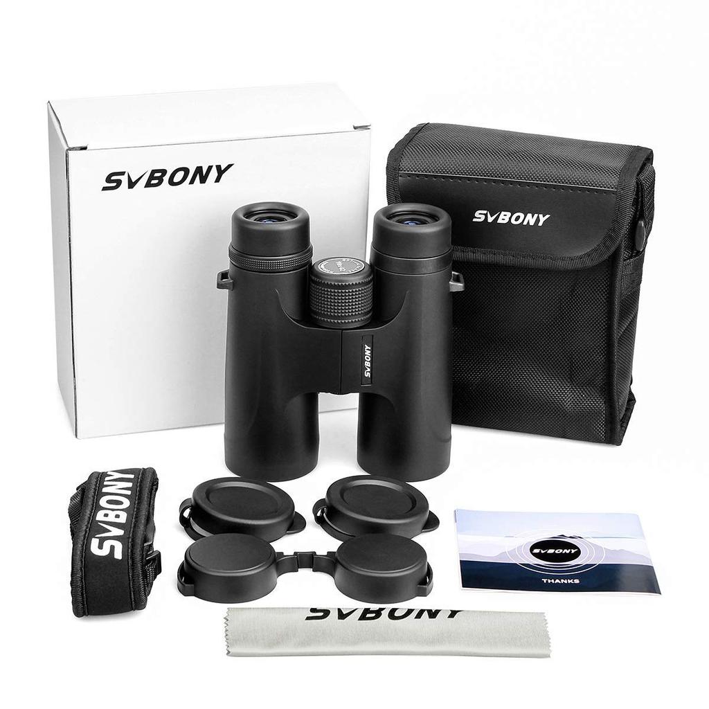 Svbony SV40 Binoculars, 8x Magnification, 32mm Aperture, Roof Mount, FMC, 7.2° Field of View, Waterproof, Lightweight, Glasses Compatible, for Live