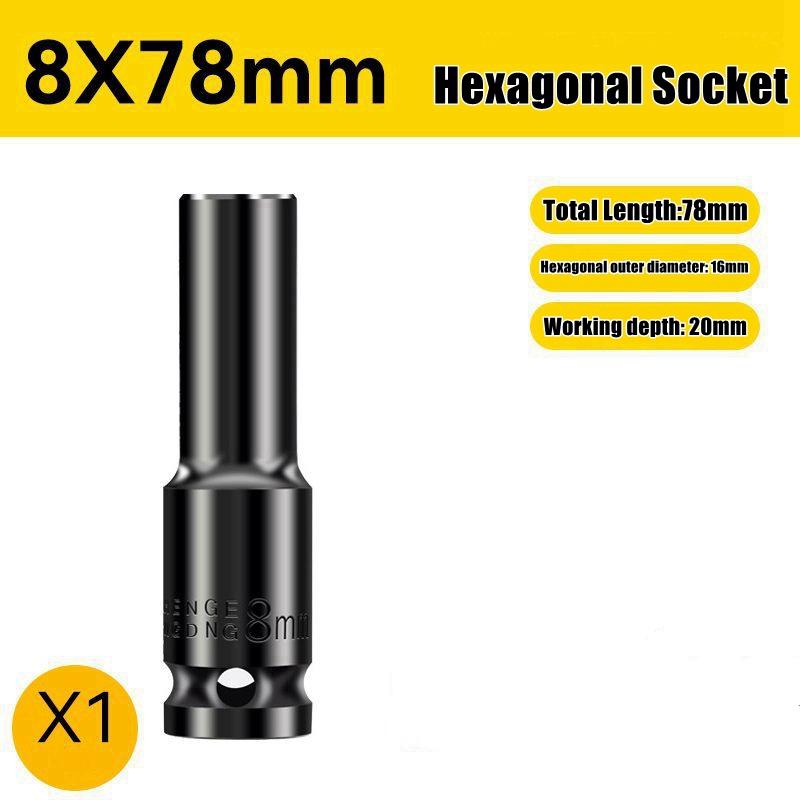 Набор глубоких ударных головок 1/2" Привод Метрический ключ Черная головка Глубокая ударная головка Пневматическая головка Инструменты для снятия шин