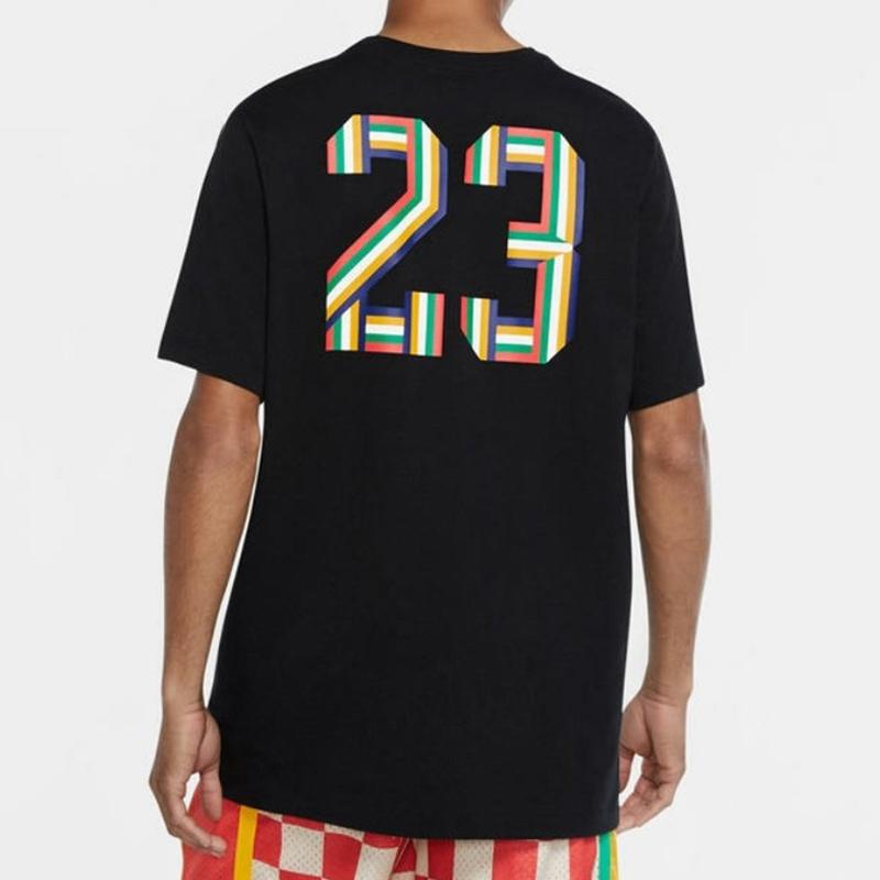 Jordan Сплошная цветная футболка с коротким рукавом с круглым вырезом и принтом, мужские топы, черный DN1469-010