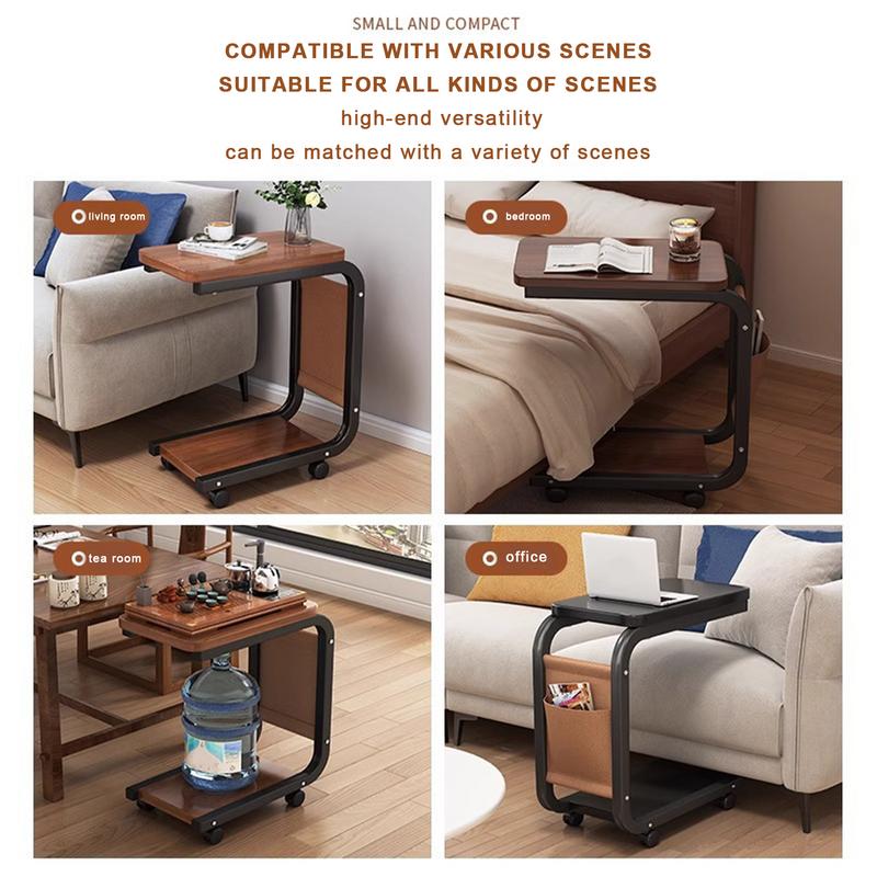 С-образный журнальный столик, приставной столик, простая передвижная двухслойная тележка для дивана, гостиной, спальни, прикроватной зоны, хранения вещей