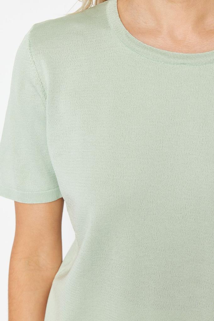 Женская мода, новый свитер, розовая трикотажная футболка с круглым вырезом