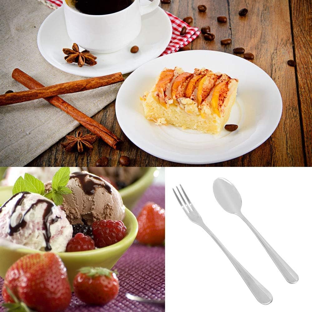 12pcs Stainless Steel Tea Dinner Server Spoon and Cake Fruit Forks Kitchen Accessory Wedding Party for Dessert, Salad, Appetizer, Cocktail(6 Forks +