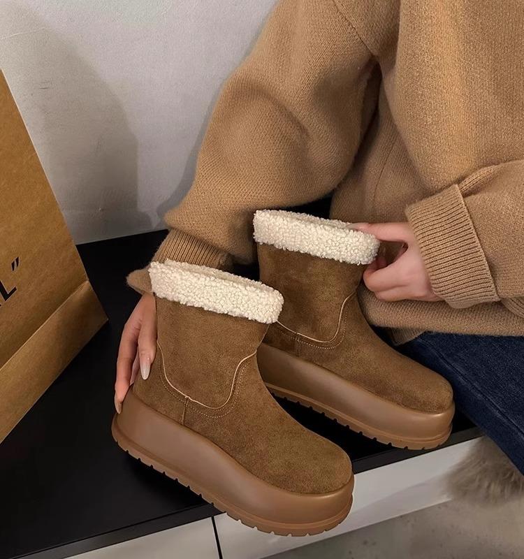 Маленькие утолщенные хлопковые туфли платформа зимние сапоги женские новые зимние бархатные теплые на молнии короткие сапоги