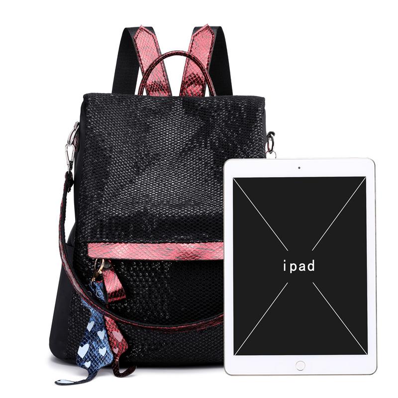 Женский рюкзак, противоугонный рюкзак с блестками, дорожный женский нейлоновый рюкзак, большой школьный рюкзак в консервативном стиле для девочек, высокое качество