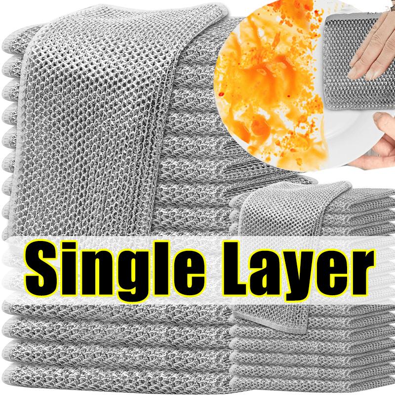 Металлическая проволока из стальной проволоки, тряпки, бытовая кухонная кастрюля, сковорода, мытье посуды, двухстороннее чистящее полотенце, тряпка для мытья посуды, оптовая продажа