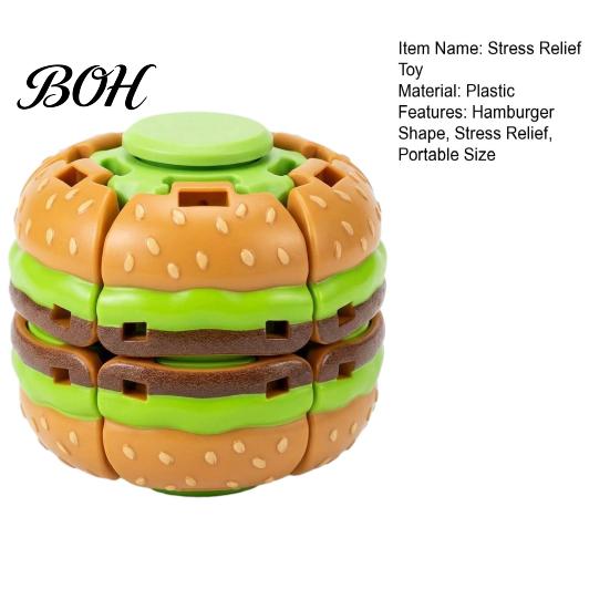 Hamburger Sensory Toys Press Fidget Spinner, Stress Relief to Spin Burger Toy, Adults Decompression Spinning Ball Desk Toy for Office, Home,