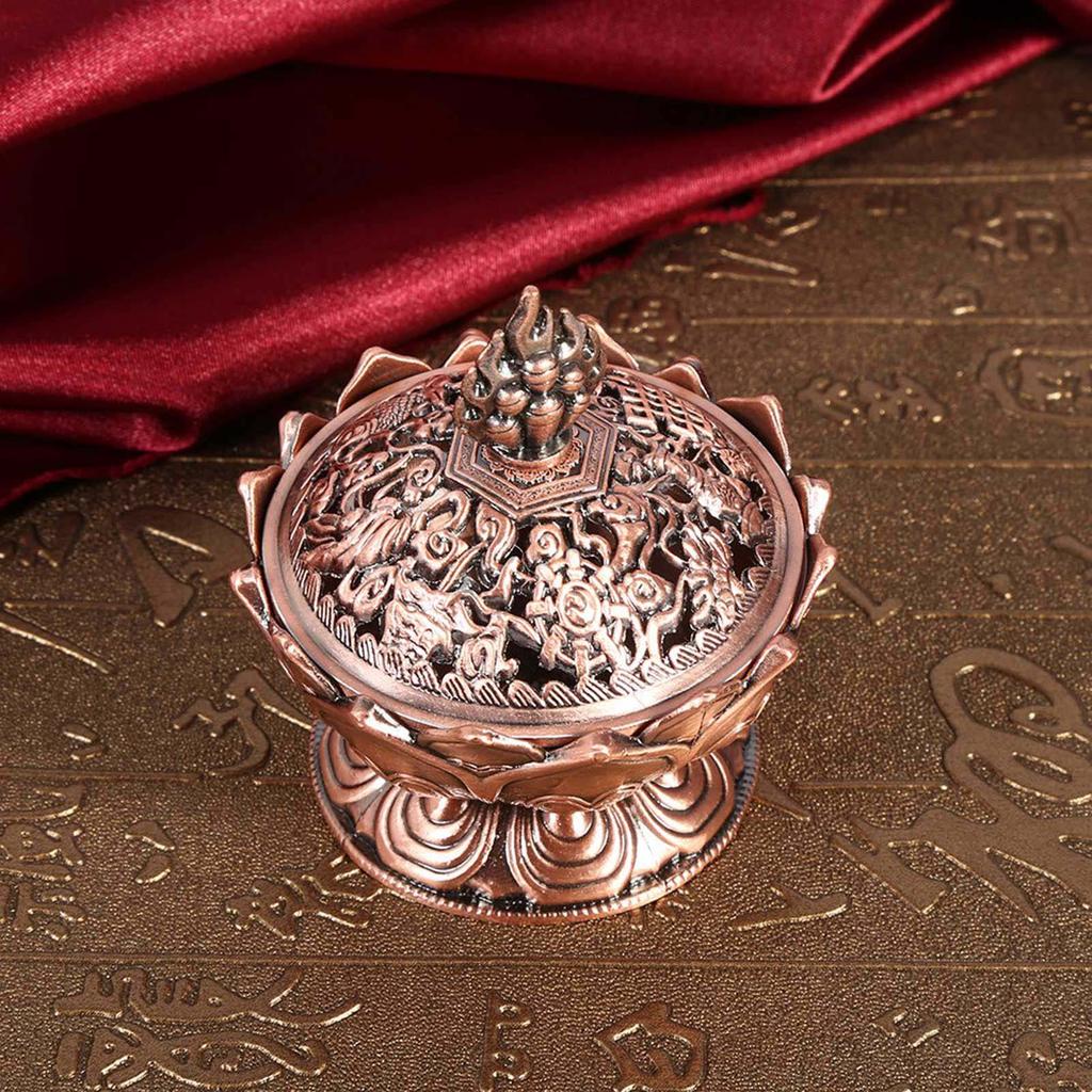 Vintage Backflow Smoke Incense Burner Stick Cone Holder Home Decoration Hot (Red Bronze)