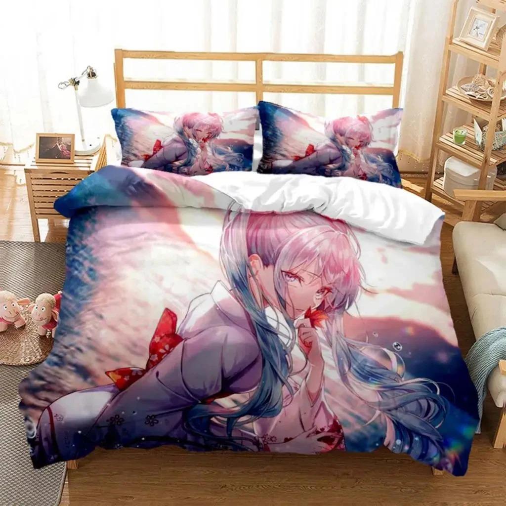 Anime Princess Girl Hime Bedding Set Boys Girls Twin Queen Size Duvet Cover Pillowcase Bed Kids Adult Fashion Home Textileextile