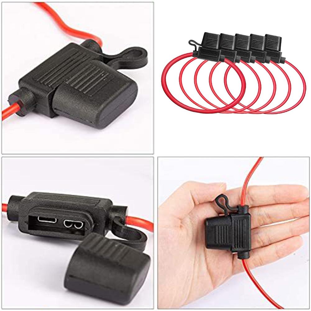 5 PCS 12AWG With 16AWG Fuse Holder Car Modified Car Yacht RV Ship Fuse Holder Waterproof Mini Blade Adapter Splash-proof Box
