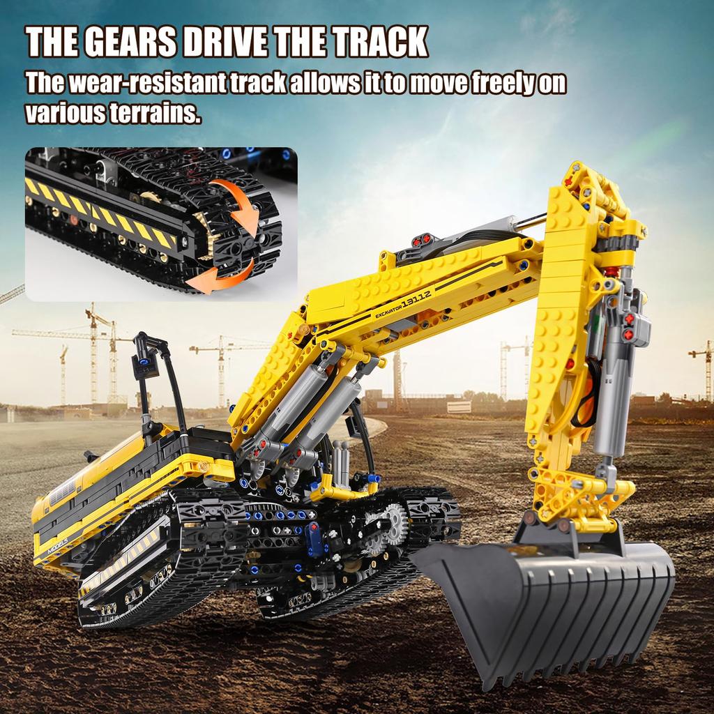 Mold King STEM Technology Scale RC Excavation Block 1830 Remote Control Rechargeable Excavation Car Block Suitable for Children and Adults 120 Set,