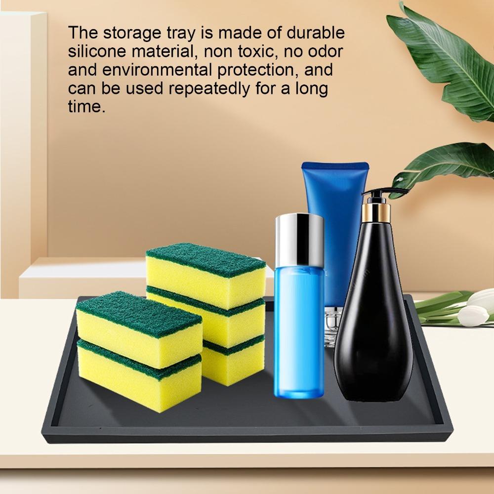 S/L Silicone Storage Tray Non-Slip Silicone Countertop Tray Silicone Vanity Tray For Kitchen