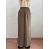 High-waist Casual Simple Solid Color Elastic Waist Loose Wide-leg Pants