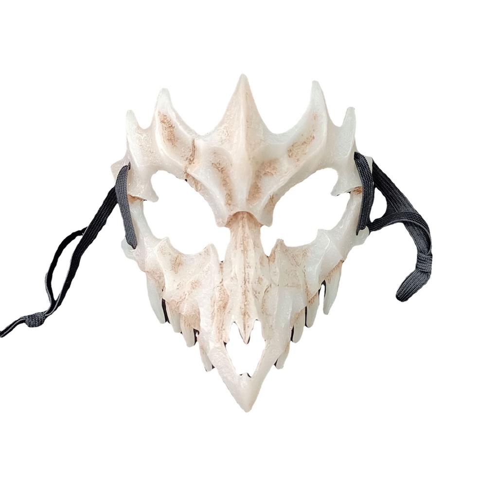 Quadratic Element Halloween Dragon God Series Mask Realistic tiger tooth bone resin horror mask, Japan