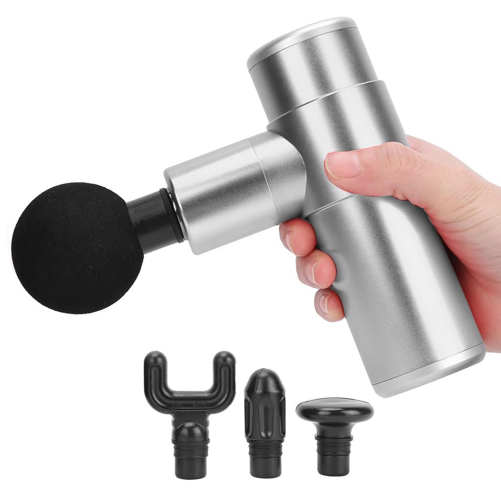 Бытовой массажер для глубоких тканей мышц, пистолет для снятия боли, ручной электрический массажер для мышц, серебристый