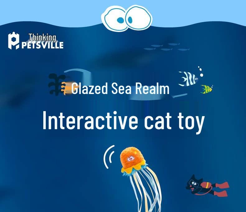 PETSVILLE Interactive Catnip Feather Toy with Sea Scenery Plush