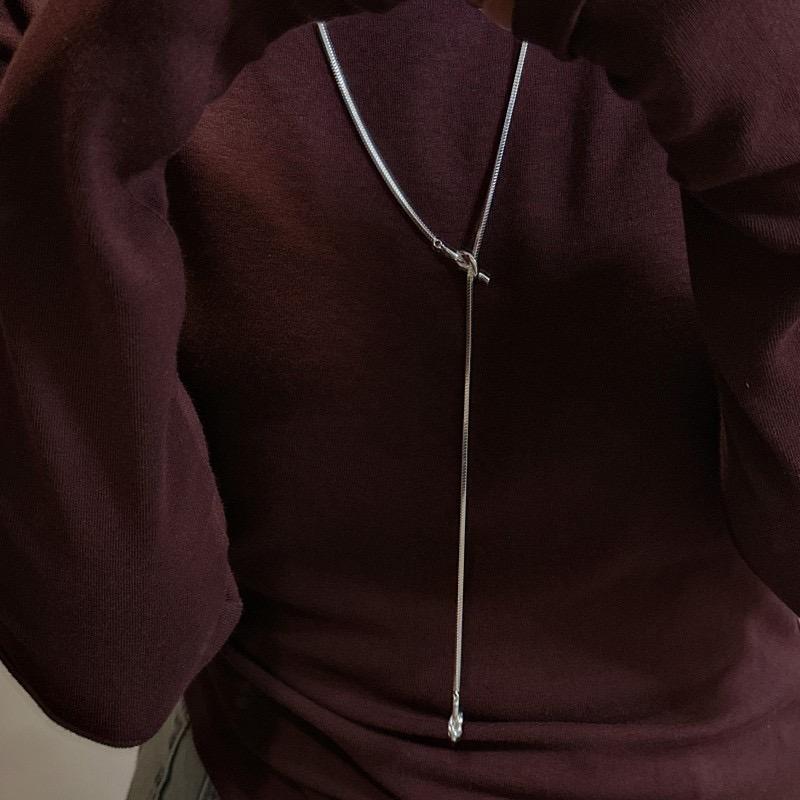 Серебряное ожерелье S925 для женщин, простая цепочка, минималистичный кулон с длинной кисточкой, модные украшения, подарок на день рождения