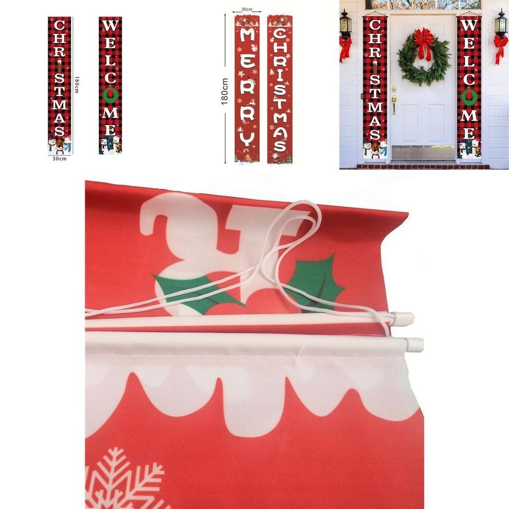 Reusable Christmas Door Hanging Sign Banner Flag Xmas Party Decor